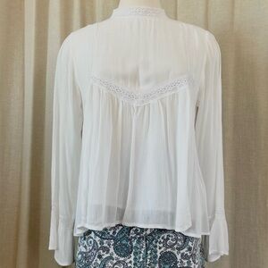 Bohemian White Bell Sleeve Babydoll Beachy Blouse